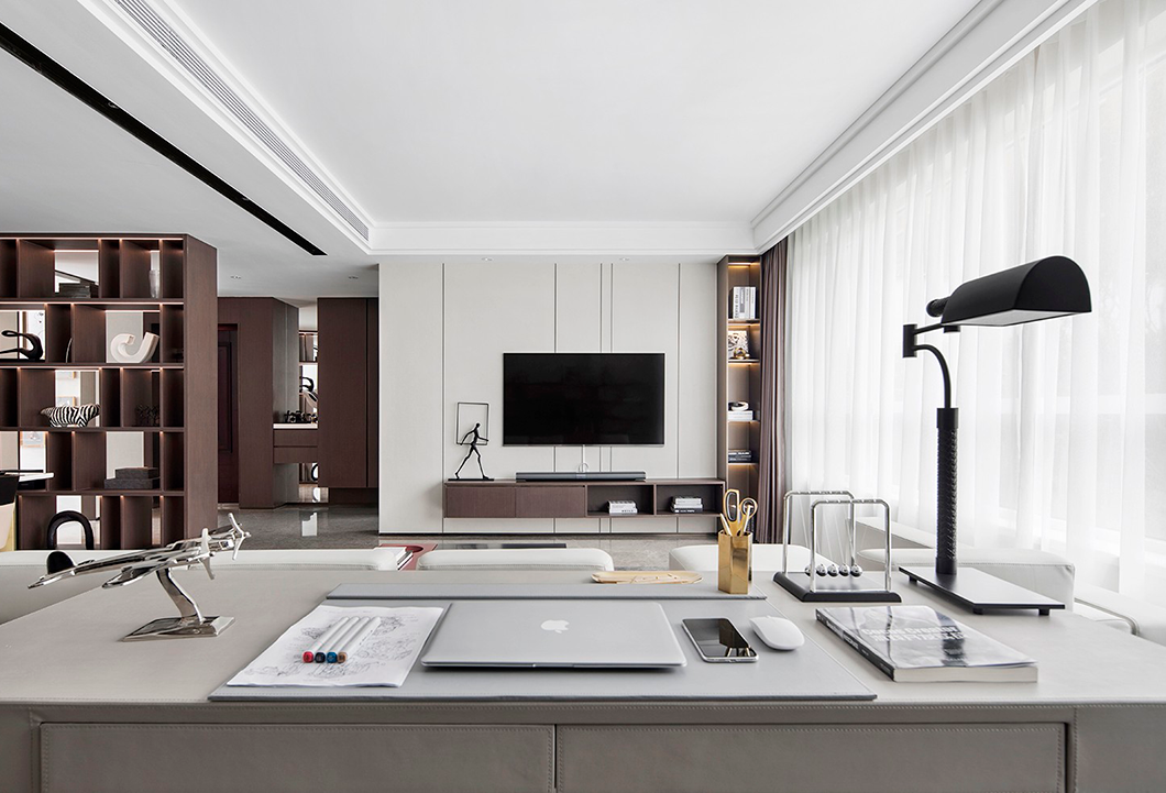 现代轻奢风格室内设计家装案例-客厅工作区 现代轻奢风格室内设计家装案例-客厅工作区